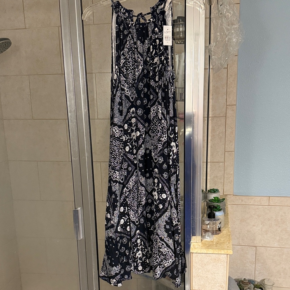 LOFT Navy and White Floral Dress- NWT’s
